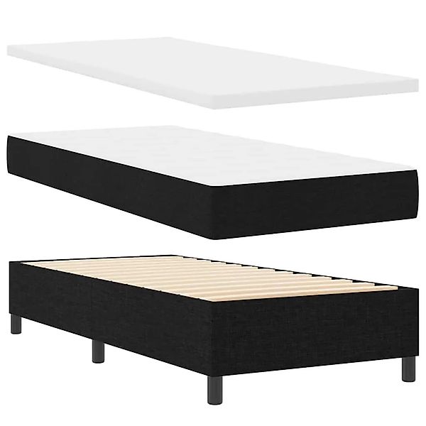 vidaXL LED Boxspringbett mit Matratze Schwarz 100 x 200 cm Stoff 3343555 günstig online kaufen