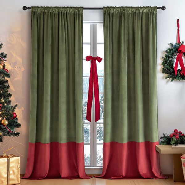 BTTO V&G Gardine Vorhang Samt Blickdicht,Weihnachtsvorhänge,Verdunkelungsvo günstig online kaufen
