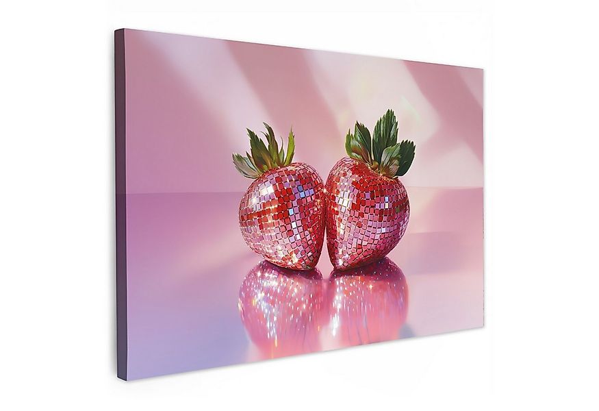 OneMillionCanvasses® Leinwandbild Disco - Obst - Glitzer - Erdbeere, Fotodr günstig online kaufen