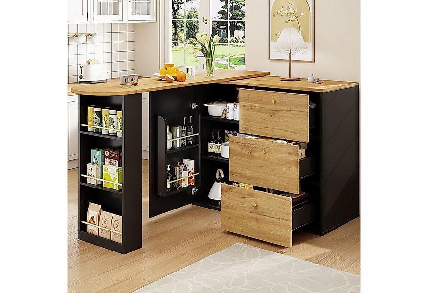 Flieks Bartisch 360° drehbar Stehtisch mit Kommode (Länge 138-204 cm, 1-St. günstig online kaufen