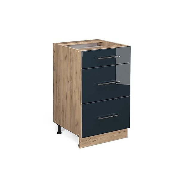 Vicco Unterschrank Fame-Line, Dunkelblau Hochglanz/Goldkraft Eiche, 50 cm o günstig online kaufen