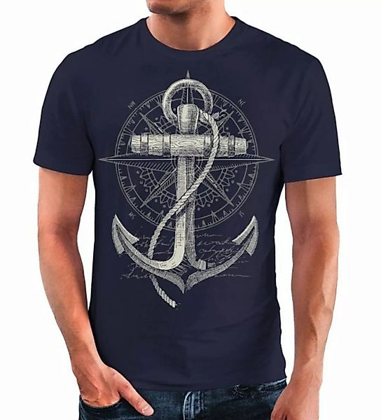 Neverless Print-Shirt Neverless® Herren T-Shirt Print Aufdruck Anker Kompas günstig online kaufen