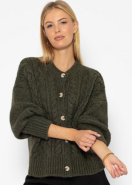 SASSYCLASSY Cardigan Oversize Strickjacke Damen mit Zopfmuster Elegant Läss günstig online kaufen