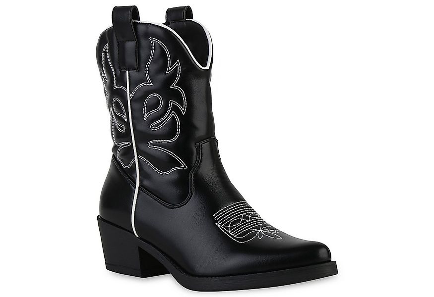 VAN HILL 840203 Cowboy Boots Damen Stiefeletten Cowboy Boots Stickereien Ho günstig online kaufen