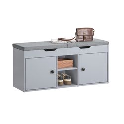 SoBuy Schuhbank mit Zwei Sitzkissen Garderobenbank mit Stauraum Grau FSR96- günstig online kaufen