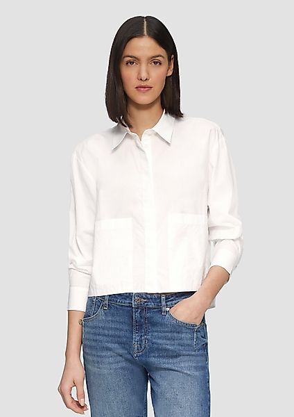 s.Oliver Langarmbluse Cropped Popeline-Bluse mit aufgesetzten günstig online kaufen