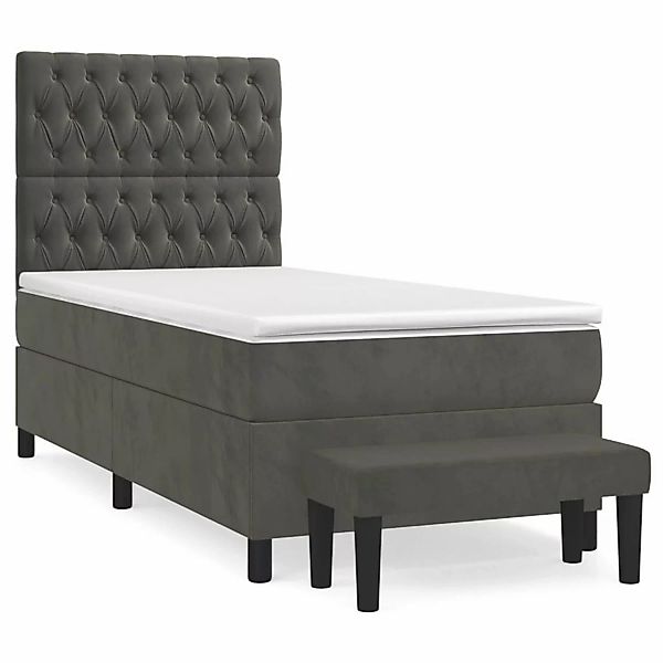 vidaXL Boxspringbett mit Matratze Dunkelgrau 100x200 cm Samt1359491 günstig online kaufen