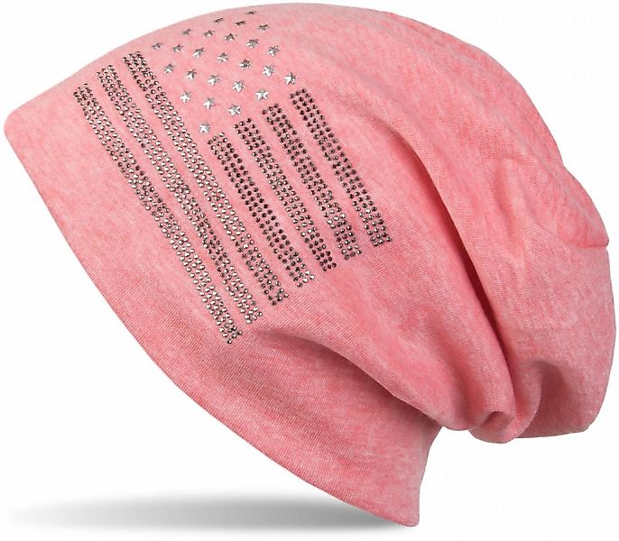 styleBREAKER Beanie "Beanie mit USA Flagge aus Strass" 1 Stk. günstig online kaufen