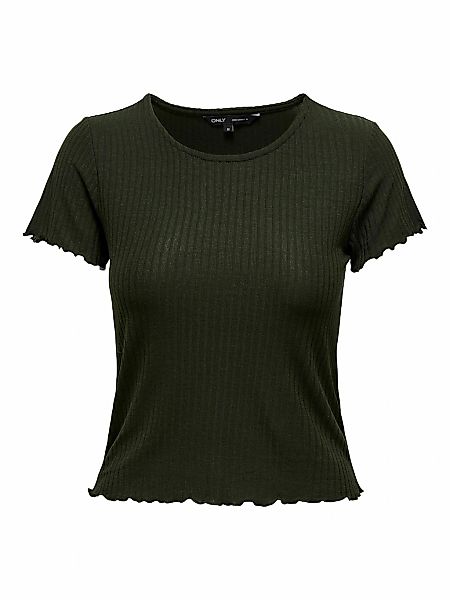 ONLY Rundhalsshirt "ONLEMMA – Kurzarmshirt mit gewelltem Abschluss", Rundha günstig online kaufen
