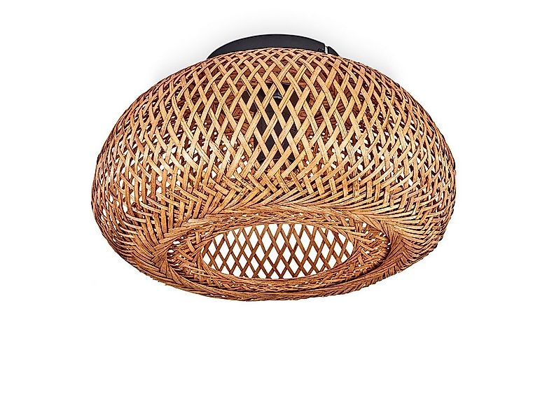 hofstein Deckenleuchte moderne Deckenlampe aus Metall/Bambus/Holz in Schwar günstig online kaufen