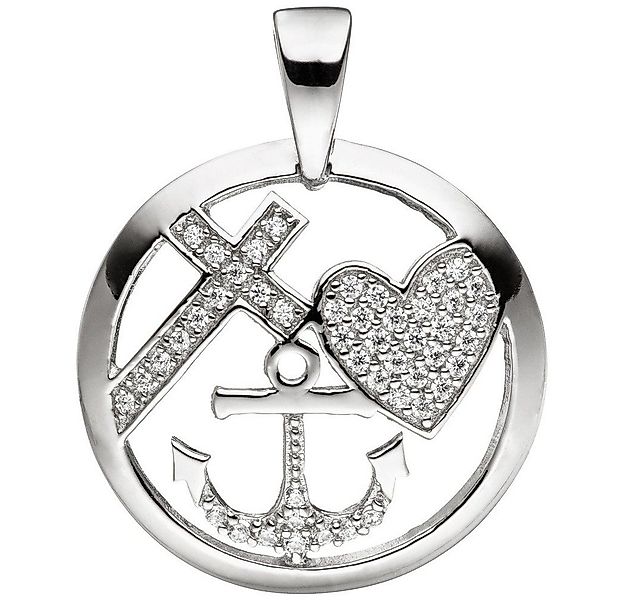 Schmuck Krone Kettenanhänger Anhänger Glaube Liebe Hoffnung im Kreis 925 Si günstig online kaufen