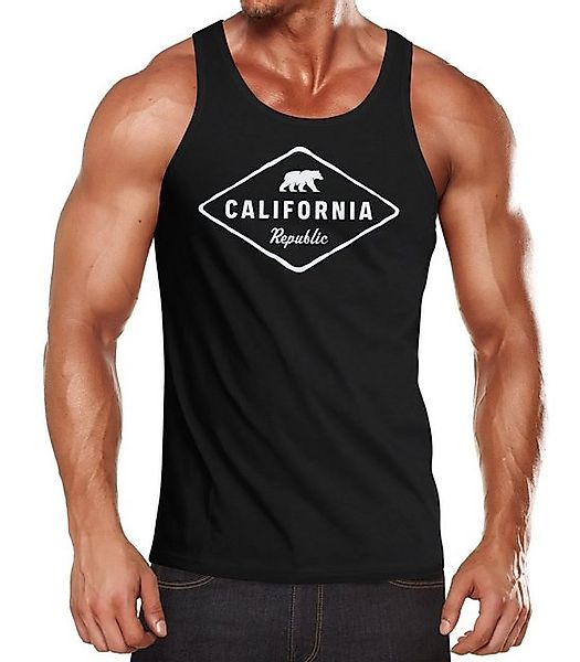 Neverless Tanktop Herren Tank-Top California Republic Bear Badge Bär Sunshi günstig online kaufen