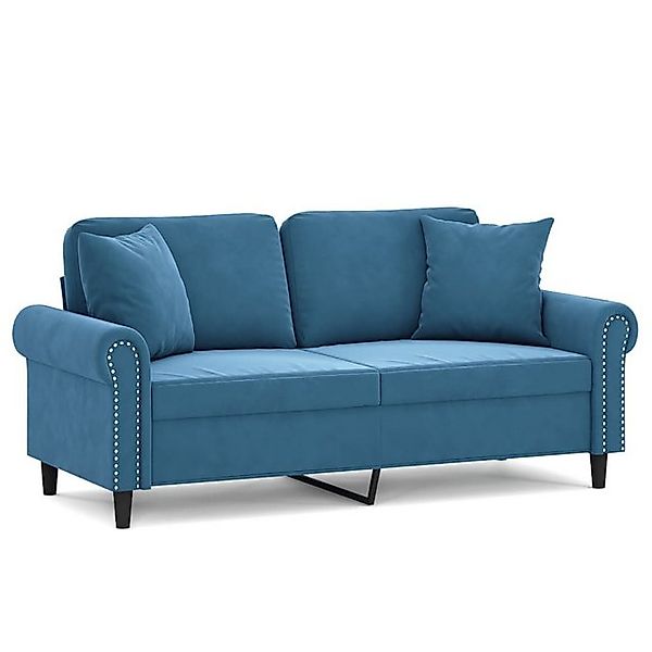 vidaXL Sofa, 2-Sitzer-Sofa mit Zierkissen Blau 140 cm Samt günstig online kaufen