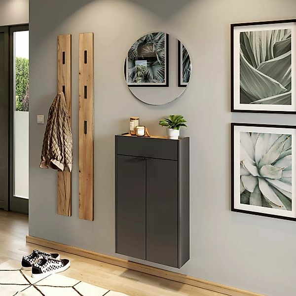 Garderobe Flurgarderobe schmal in grau mit Eiche ABERDEEN-01 modern 4-teili günstig online kaufen