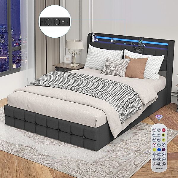 WILGOON Polsterbett Polsterbett 140x200cm mit LED-Beleuchtung günstig online kaufen
