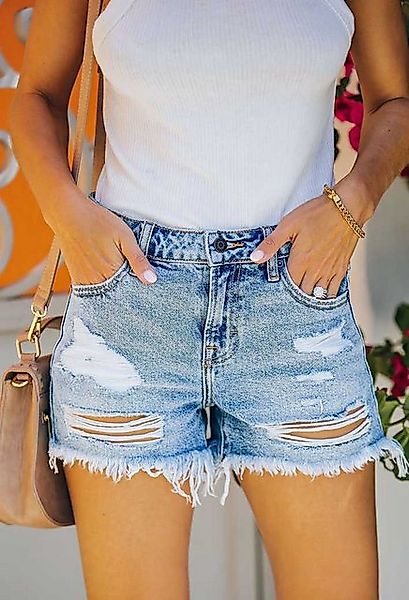 SEGUEN Jeansshorts Gerade gewaschene Jeans-Shorts für Frauen (Sommer Casual günstig online kaufen