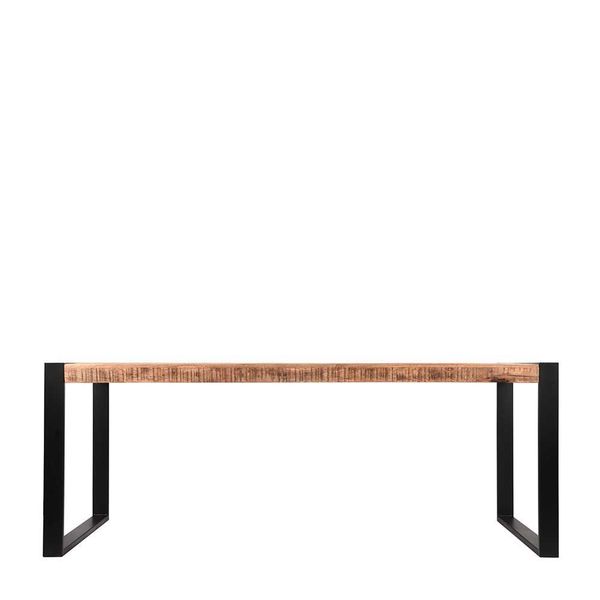Esszimmertisch aus Mangobaum Massivholz und Metall Industry Look günstig online kaufen