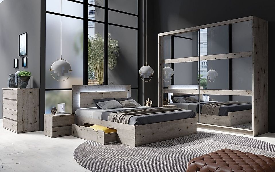 Lukas Möbel Komplettschlafzimmer Schlafzimmer Set Togo 5-teilig in Eiche We günstig online kaufen