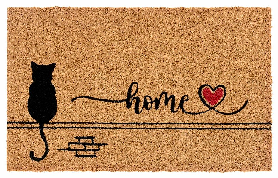 HANSE Home Fußmatte "Kokos Cat Home, Türmatte" rechteckig 15 mm Höhe Schmut günstig online kaufen