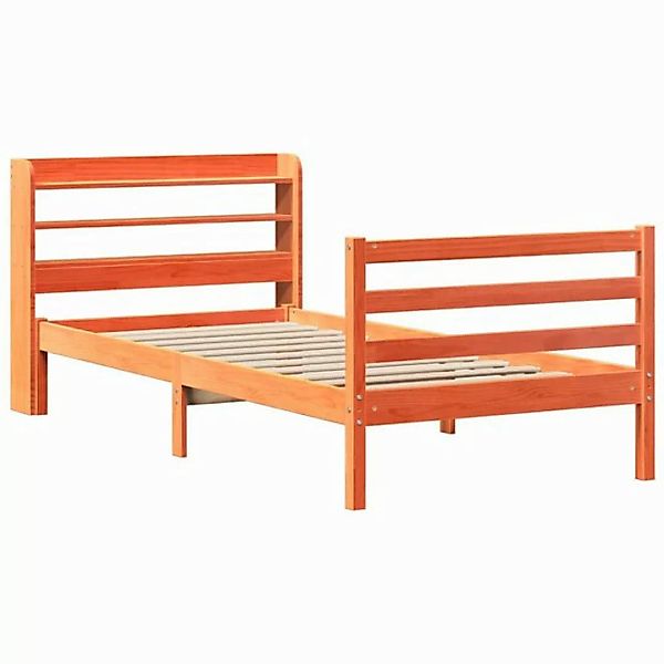 vidaXL Bett Massivholzbett ohne Matratze Wachsbraun 75x190 cm Kiefernholz günstig online kaufen