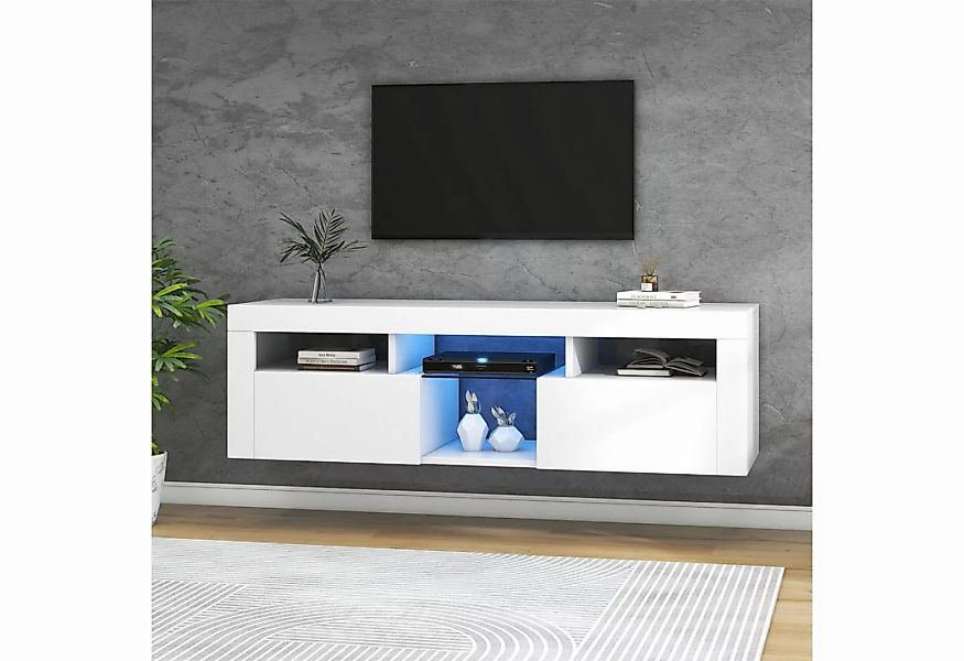 autolock TV-Schrank 140 cm großes weißes Hochglanz TV Panel mit LED-Beleuch günstig online kaufen