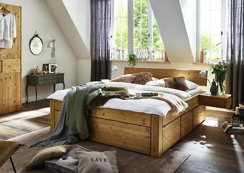 Natur24 Einzelbett Bett Randers 90x200 Kiefer massiv mit Kopfteil 1 Schubka günstig online kaufen