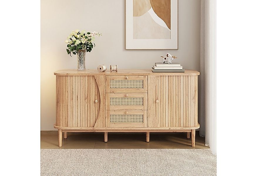 MODFU Sideboard mit Massivholzbeinen (Wohnzimmerschrank, 1 St., abgerundete günstig online kaufen
