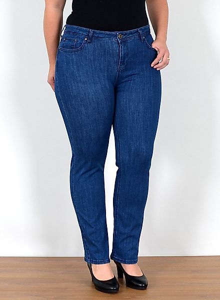 ESRA Straight-Jeans Gerade Schnitt Jeans Damen Hose High Rise bis Große Grö günstig online kaufen