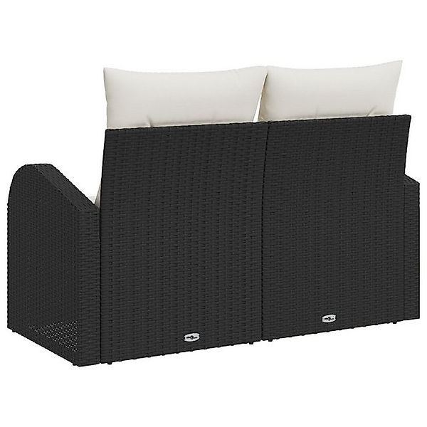 vidaXL Loungesofa Gartensofa 2-Sitzer mit Stauraum und Kissen Schwarz Poly günstig online kaufen