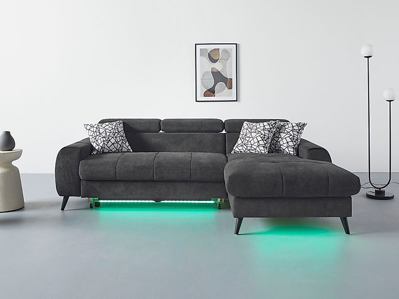 COTTA Ecksofa "Mia L-Form mit 3 Zierkissen" wahlweise mit Bettfunktion, Bet günstig online kaufen