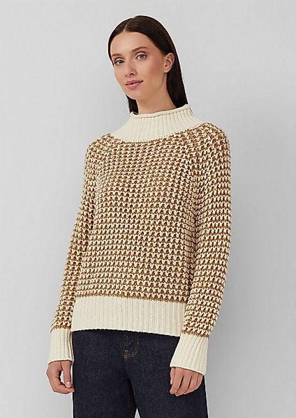 s.Oliver Longpullover Strickpullover Gemusterter Strickpullover mit Stehkra günstig online kaufen