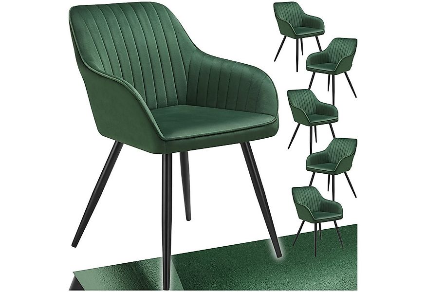 tectake Esszimmerstuhl Stuhl Marilyn, Samtoptik, gesteppt (Set, 6 St), Extr günstig online kaufen