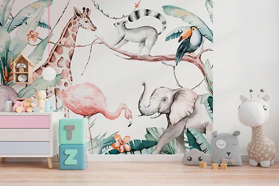 A.S. Création Vliestapete »Dschungel Fototapete Tiere Aquarell Bunt« matt s günstig online kaufen