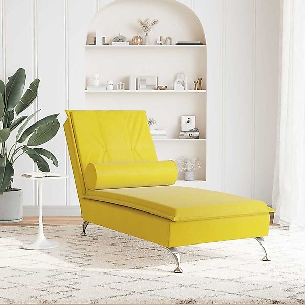 vidaXL Chaiselongue Massage-Chaiselongue mit Nackenrolle Gelb günstig online kaufen