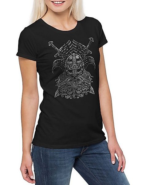 Urban Backwoods Print-Shirt Odhin VI Damen T-Shirt Odhins Wölfe Geri Freki günstig online kaufen