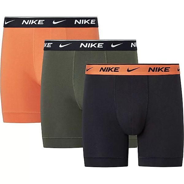 Nike – 3er-Pack Boxershorts aus Baumwoll-Stretch in Orange/Khaki/Schwarz-Me günstig online kaufen