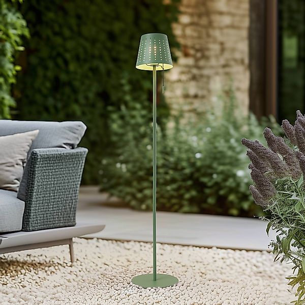 Lindby LED-Solar-Stehleuchte Hilario, grün, Eisen, Akku günstig online kaufen
