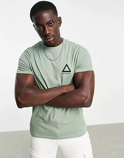 ASOS – Unrvlld Spply – T-Shirt mit Logoprint in Grün günstig online kaufen