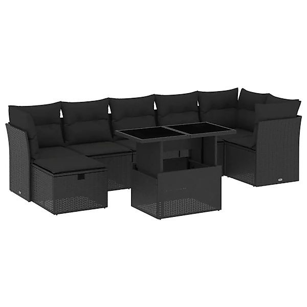 vidaXL 8-Tlg Garten-Sofagarnitur mit Kissen Schwarz Poly Rattan 3274665 günstig online kaufen