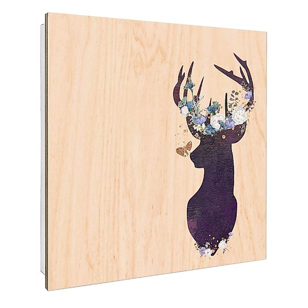 Banjado Schlüsselkasten mit Holzfront 30x30cm Weiß Scharnier Links 50 Haken günstig online kaufen
