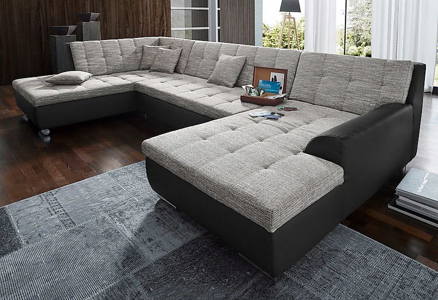 DOMO collection Wohnlandschaft »Treviso incl. Zierkissen, moderne Steppung, günstig online kaufen