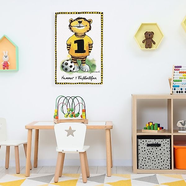 LuckyLinde Leinwandbild »Der kleine Tiger - Fußballfan« Ente   Enten   Figu günstig online kaufen