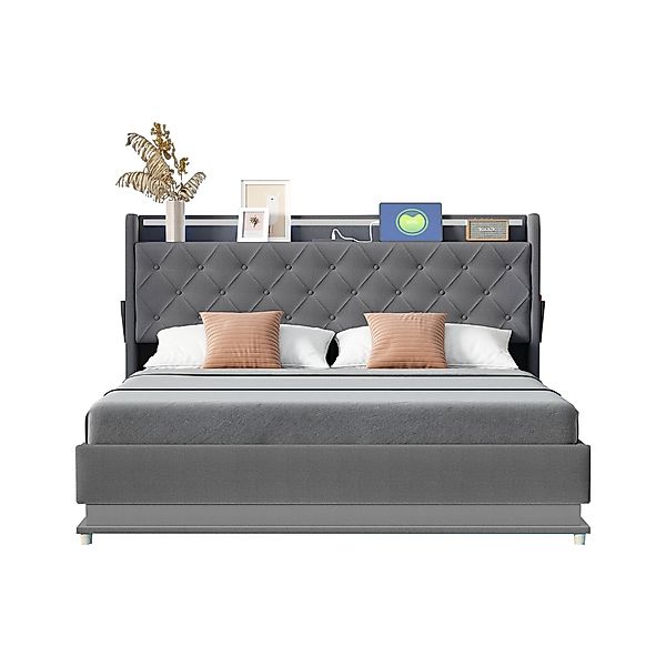 REDOM Polsterbett LED Doppelbett mit USB-Ladeanschluss günstig online kaufen