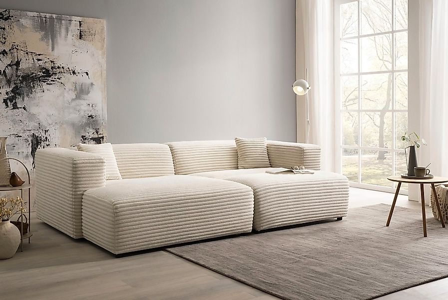 andas Polsterecke »BAKELS, Ecksofa-Set mit Hocker, L-Form mit Schlaffunktio günstig online kaufen