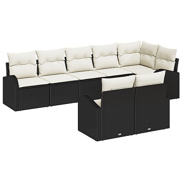 vidaXL Loungesofa 8-tlg. Garten-Sofagarnitur mit Kissen Schwarz Poly Rattan günstig online kaufen