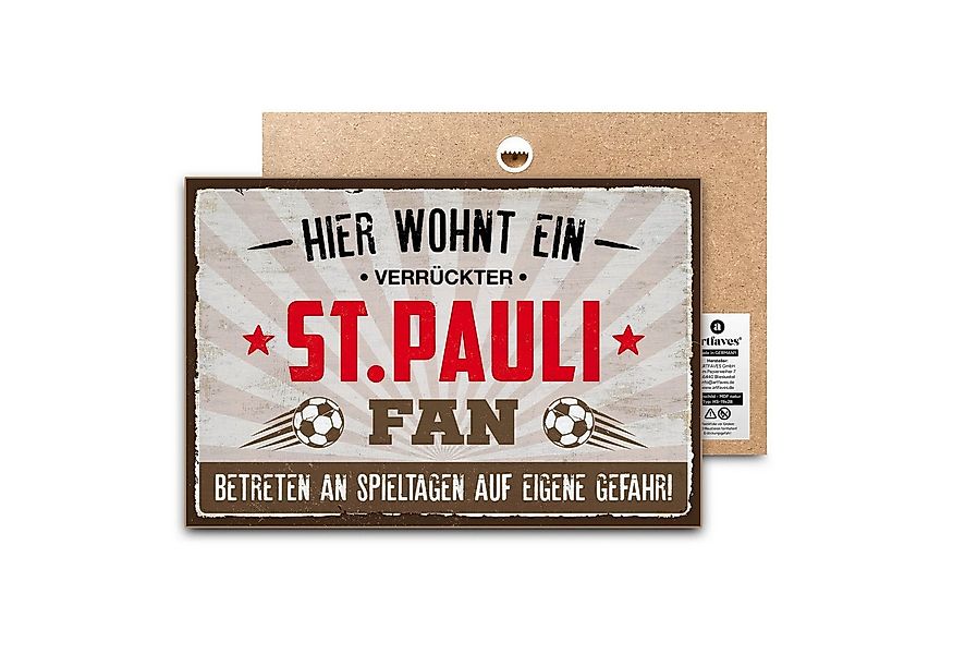 ARTFAVES Holzbild Schild mit Spruch - Hier wohnt ein verrückter ST.PAULI Fa günstig online kaufen