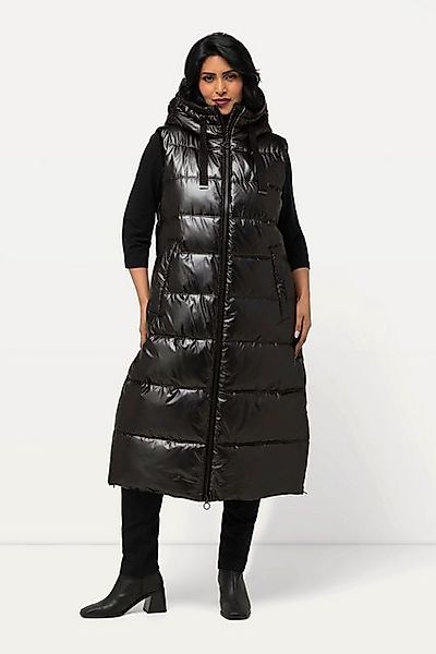 Ulla Popken Steppweste Longweste Metallic-Schimmer 2-Wege-Zipper recycelt günstig online kaufen