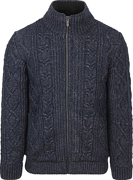 State Of Art Strickjacke Cable Zip Melange Navy - Größe M günstig online kaufen