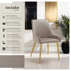 tectake Esszimmerstuhl Polsterstuhl Avane, Samtoptik, Belastbarkeit günstig online kaufen