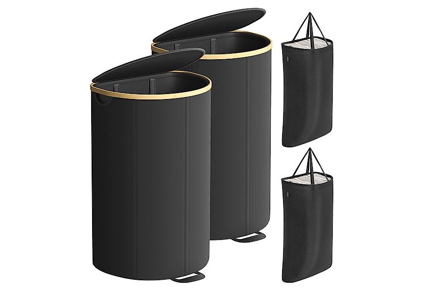 SONGMICS Wäschekorb (2 St), Wäschekorb, 90 Liter, Deckel, herausnehmbarer W günstig online kaufen